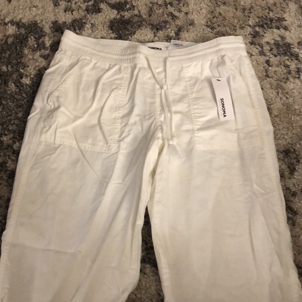 NWT Sonoma White Linen Pants, size medium - Picture 2 of 9